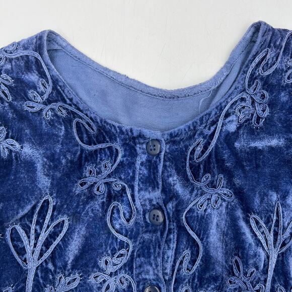 Vintage Velvet Midi Tiered Dress Blue Tie Dye Whimsical - Picture 3 of 9